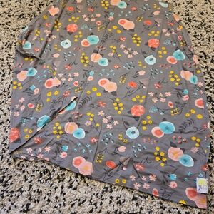 Floral Nightgown - Gray with Multicolor Flowers